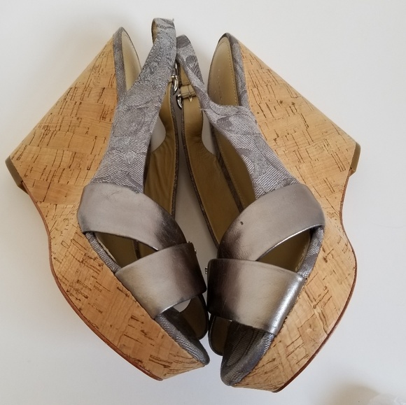 Coach Jesse Metallic Cork Wedges - Picture 4 of 9